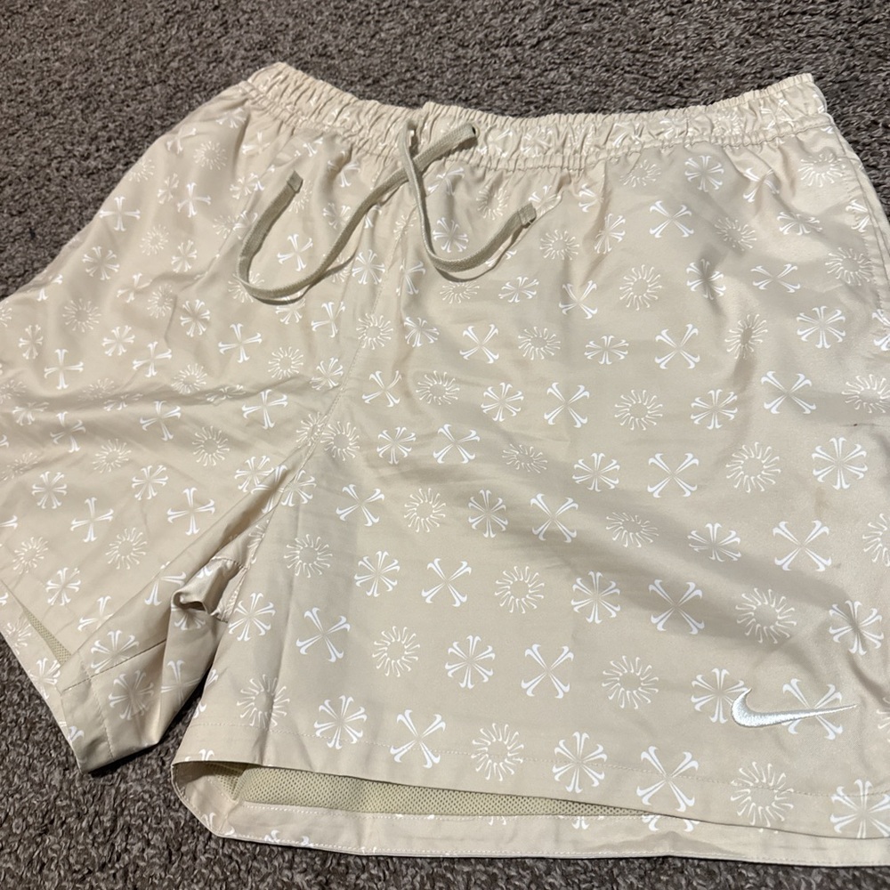 Nike Tan Swim Shorts with White Design